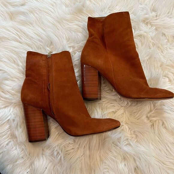 Schutz Ravan suede booties rust brown size 9 heeled from Revolve - Picture 3 of 11